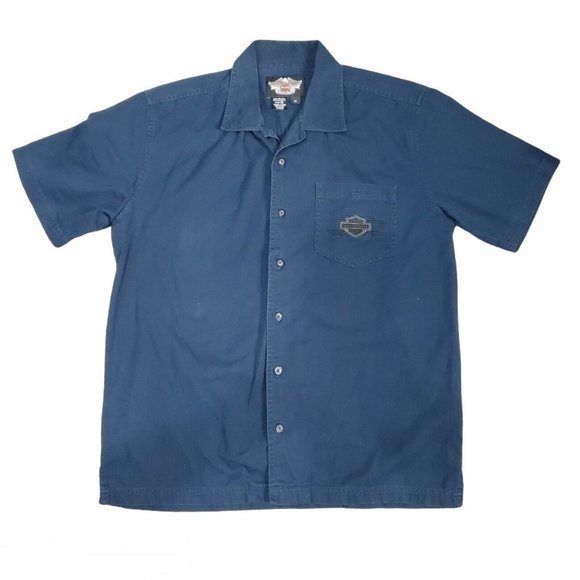 Harley Davidson Other - Harley Davidson Navy Blue Heavy Duty Utility Button Up Medium